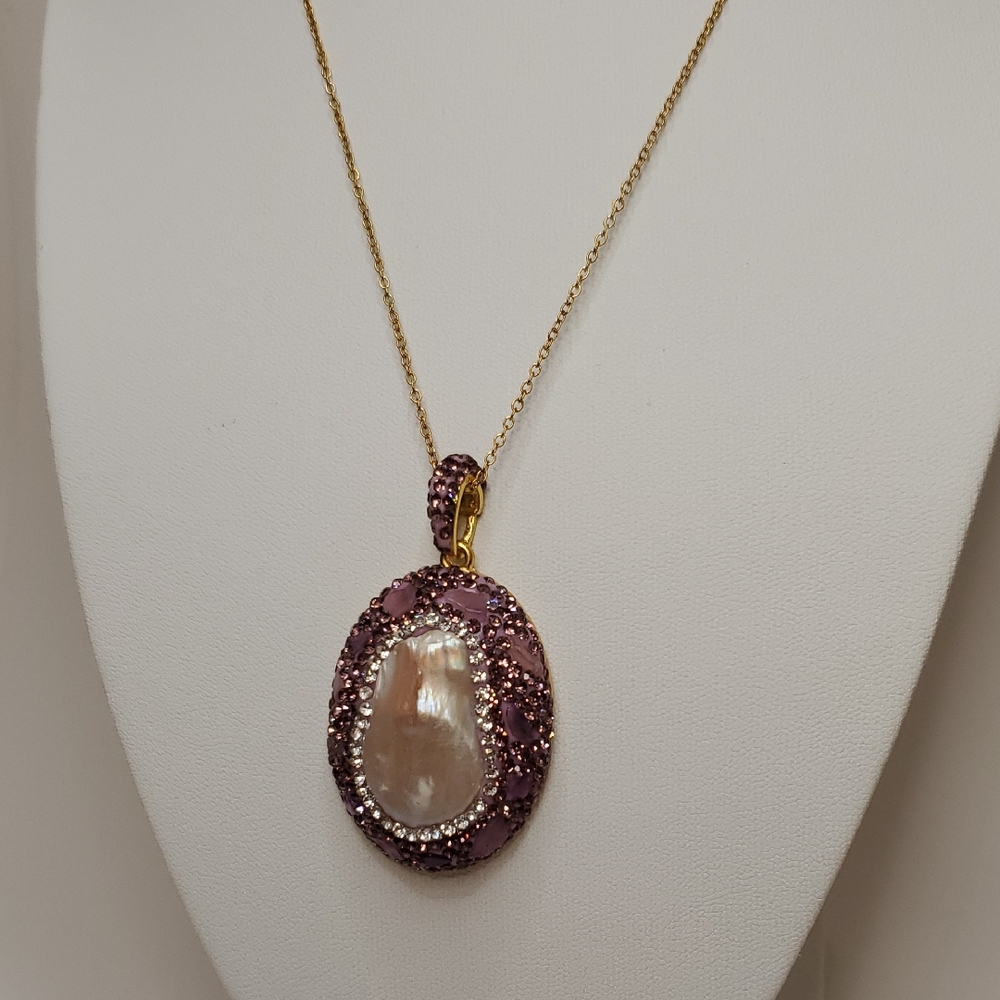Gold and Purple Victorian-Inspired Necklace